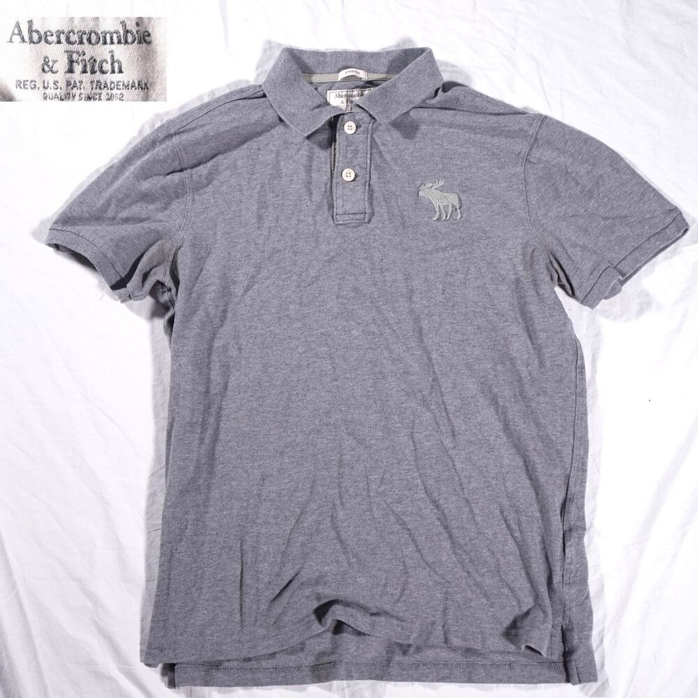 Abercrombie & Fitch Big Moose Polo Shirt Y2K Gray Mens Large